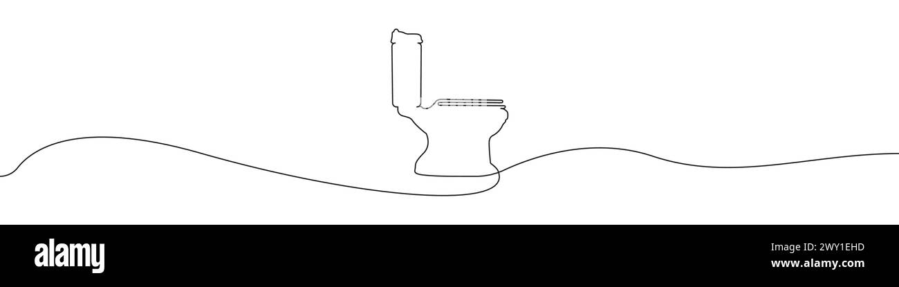 One line Bowl icon vector background. toilet icon. Continuous outline ...