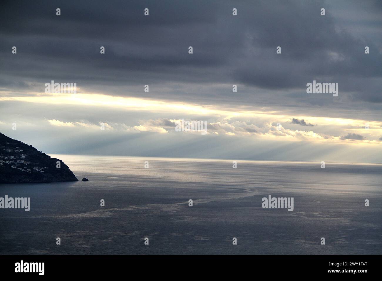 Piano di Sorrento, Italy. Panoramic view over the Gulf of Salerno, with ...