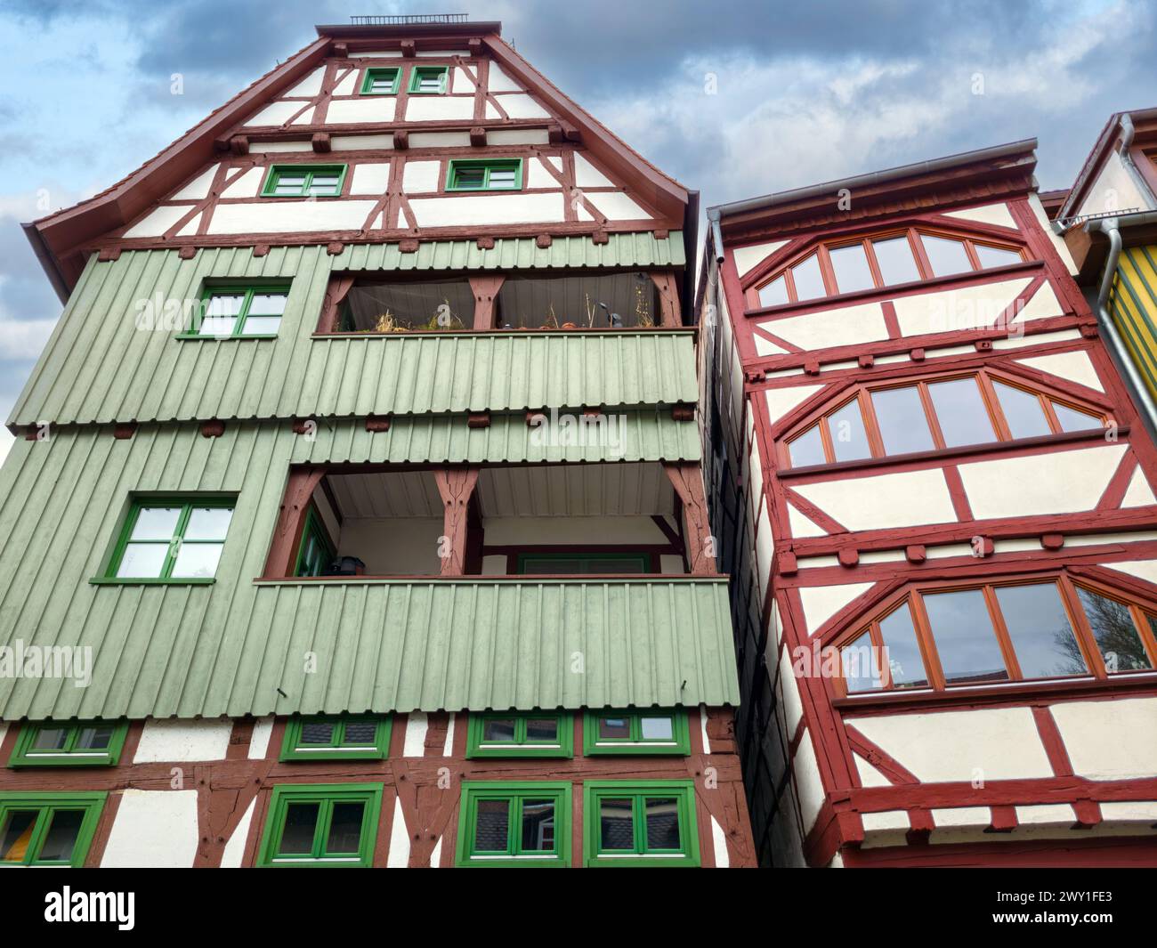 Old half-timbered houses in the Fischerviertel, Ulm, Baden-Württemberg, Germany Stock Photo