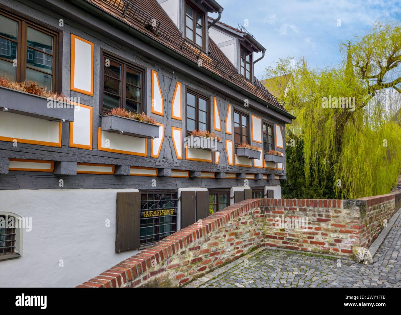 Old half-timbered houses in the Fischerviertel, Ulm, Baden-Württemberg, Germany Stock Photo