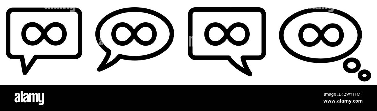 Infinity icon in speech bubble, different version Stock Vector