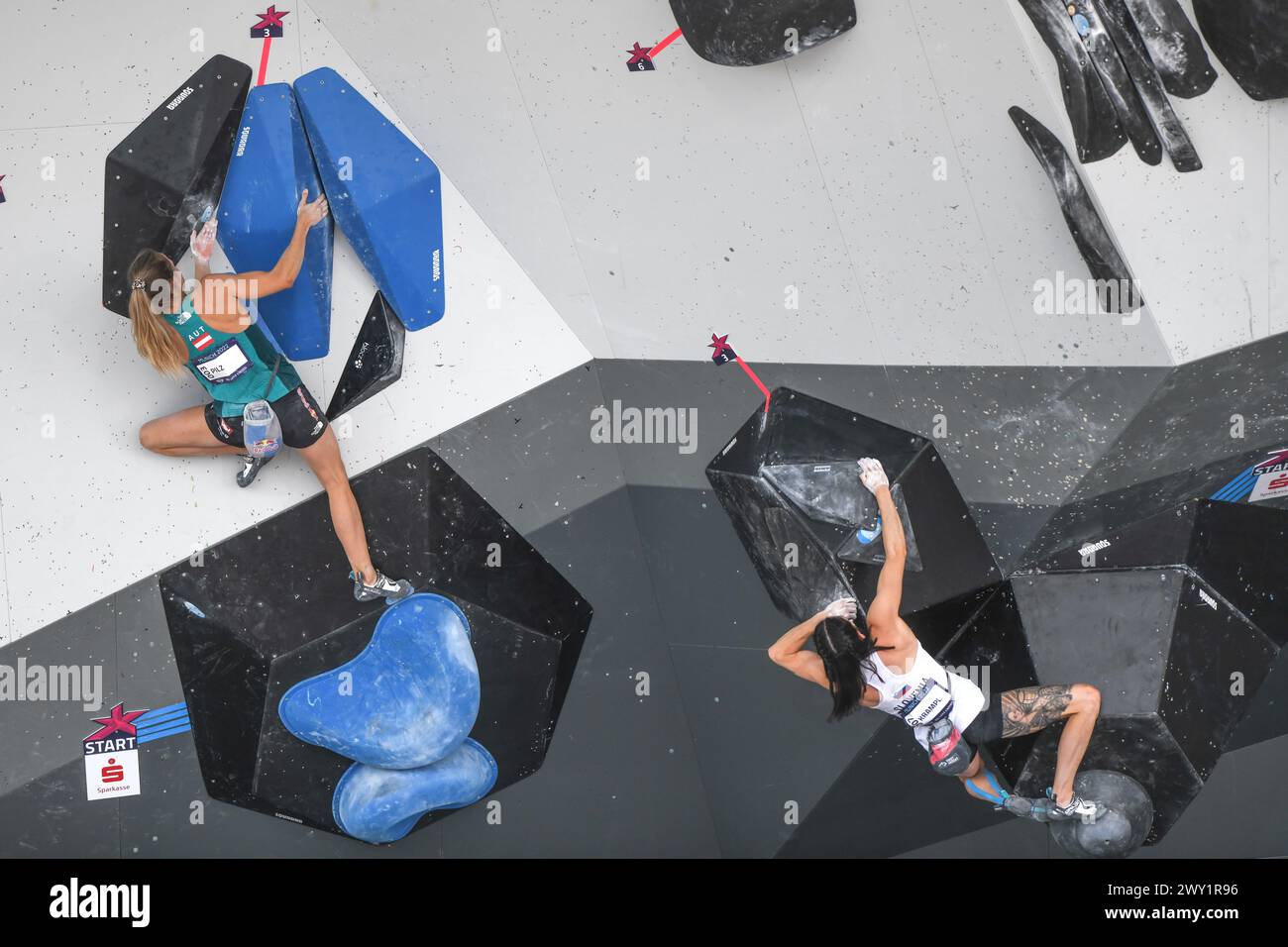 Mia Krampl (Slovenia), Jessica Pitz (Austria). Sport Climbing. European