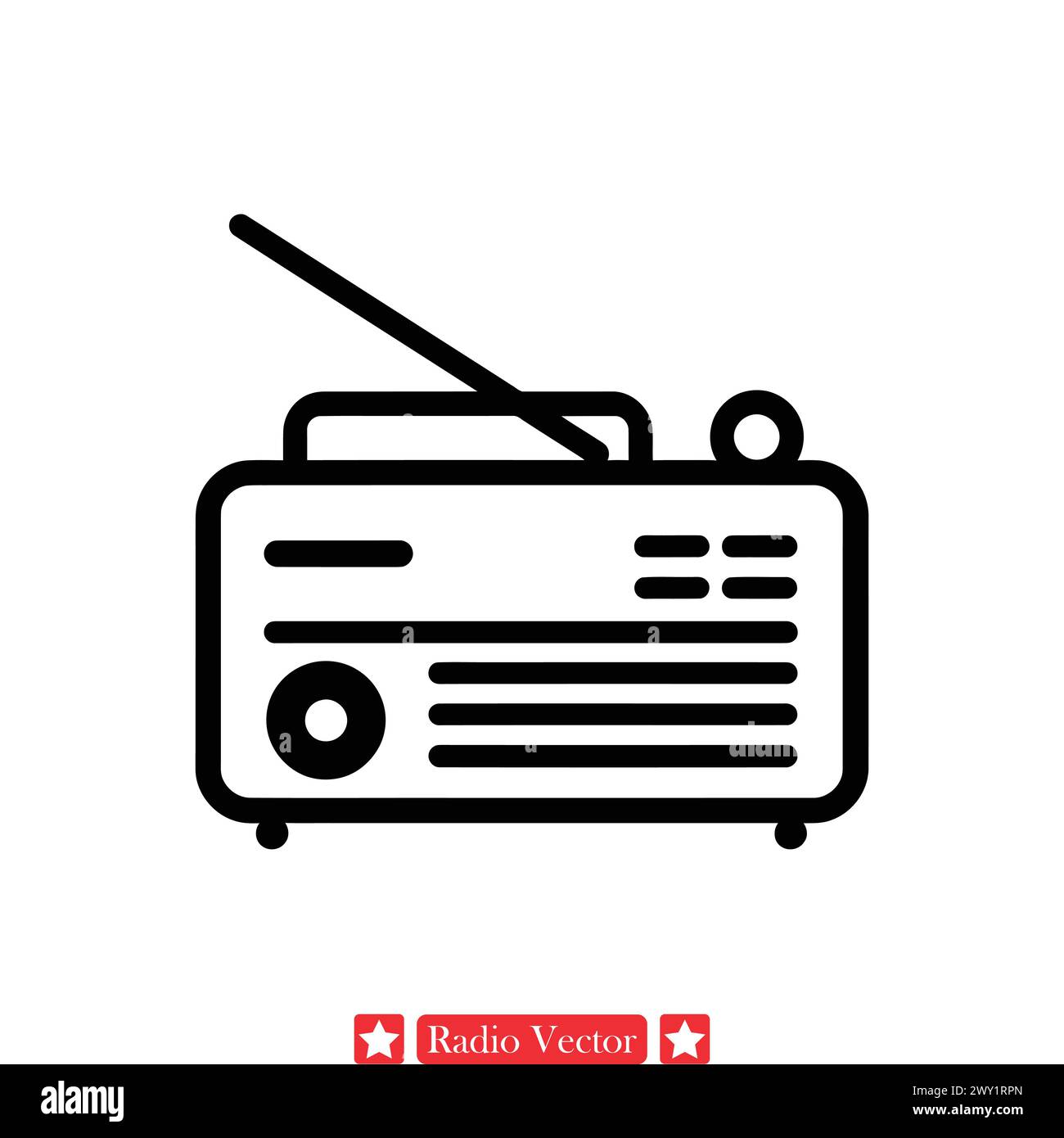 Radio Tuner Silhouette Graphics Classic Radio Icons in Various Designs, Suitable for Graphic