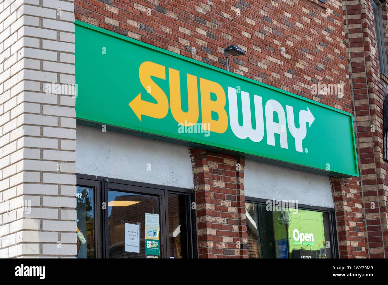 Ottawa, Canada - September- 16, 2023: Subway fast food restaurant, logo on building Stock Photo