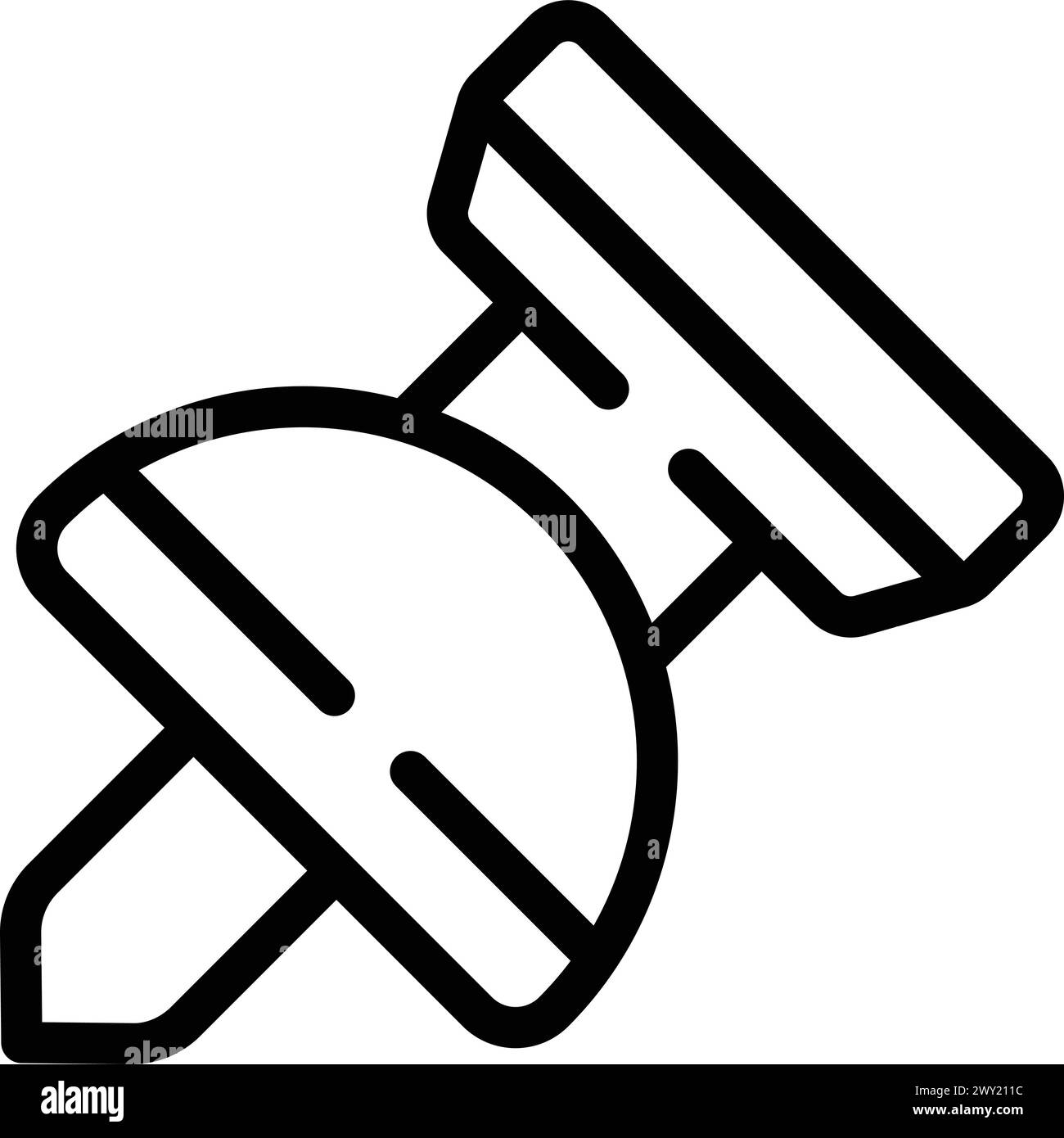 Pin thumbtack icon outline vector. Drawing pin. Fastening notice on