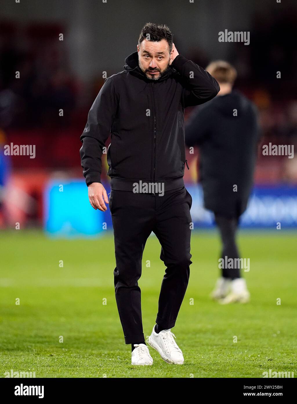 Brighton and Hove Albion manager Roberto De Zerbi after the Premier League match at the Gtech Community Stadium, London. Picture date: Wednesday April 3, 2024. Stock Photo