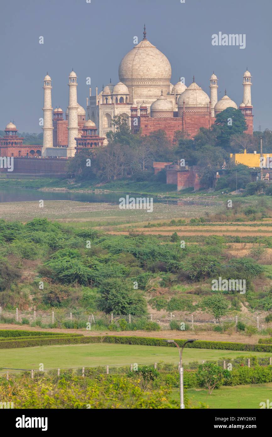 Taj mahal seen from agra fort hi-res stock photography and