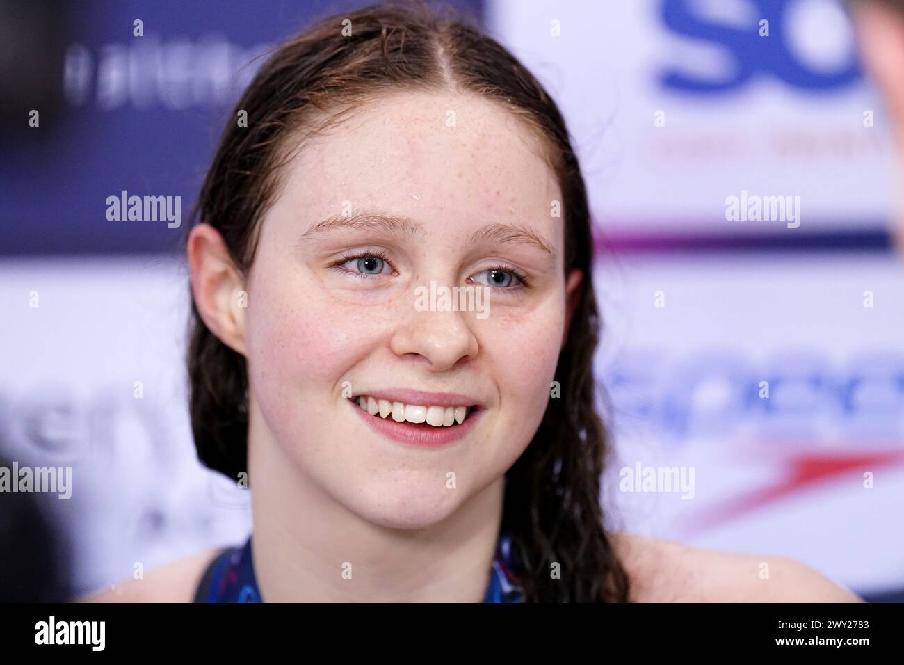 Amelie Blocksidge after winning the Women's 1500m Freestyle on day two