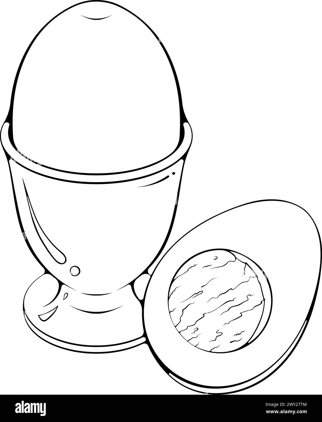 Egg on a stand line art Stock Vector