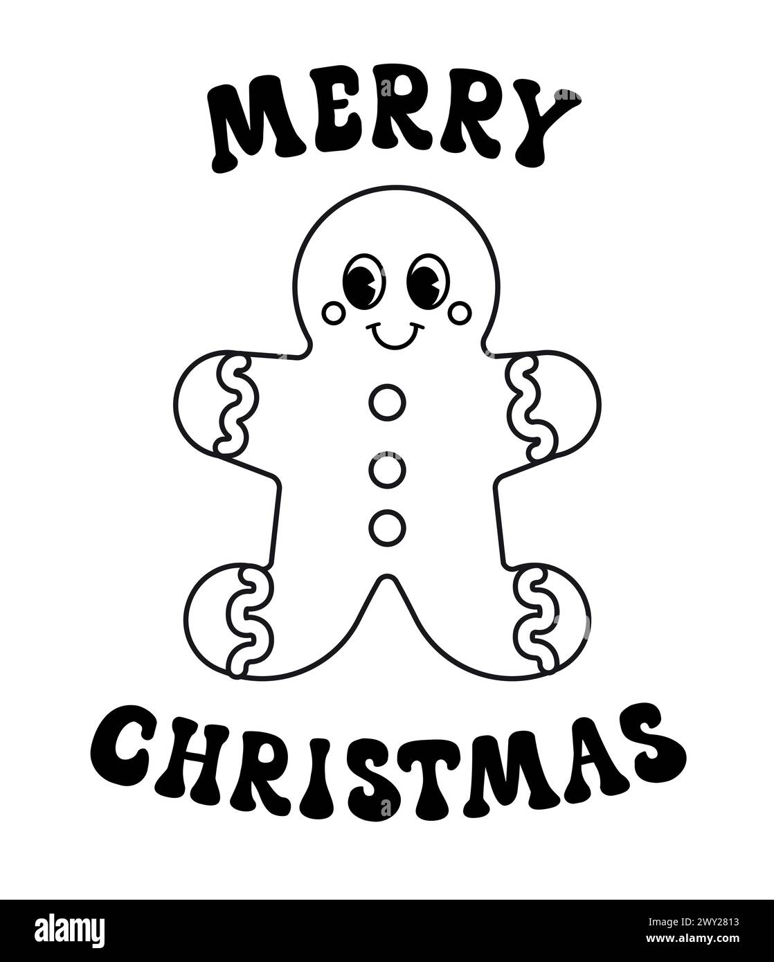 Vector groovy ginger man with merry Christmas text Stock Vector