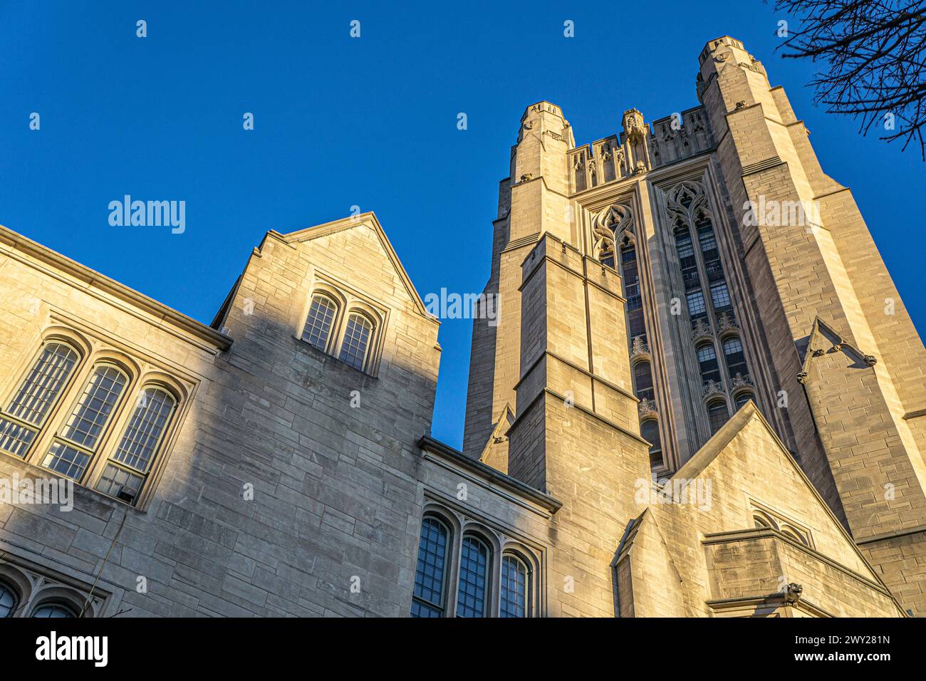 Sheffield-Sterling-Strathcona Hall, exterior low angle view, Yale University, New Haven, Connecticut, USA Stock Photo