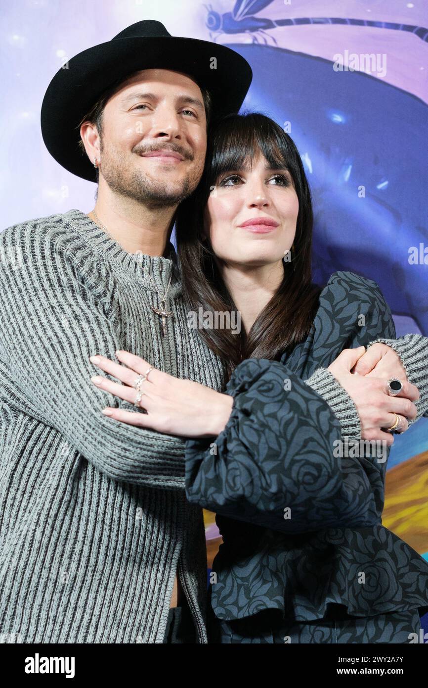 Manuel Carrasco and Emi Huelva  attends the Madrid premiere of 'Mis Ganas Ganan' at Cine Palacio de la Prensa on April 03, 2024 in Madrid, Spain Stock Photo