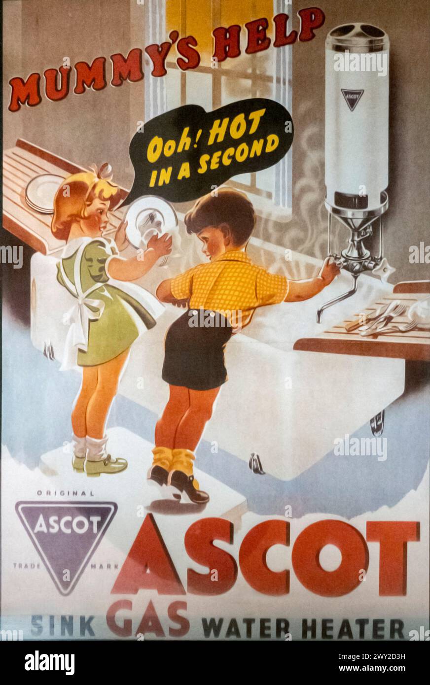 Vintage advert Ascot Sink Gas Water Heater Stock Photo