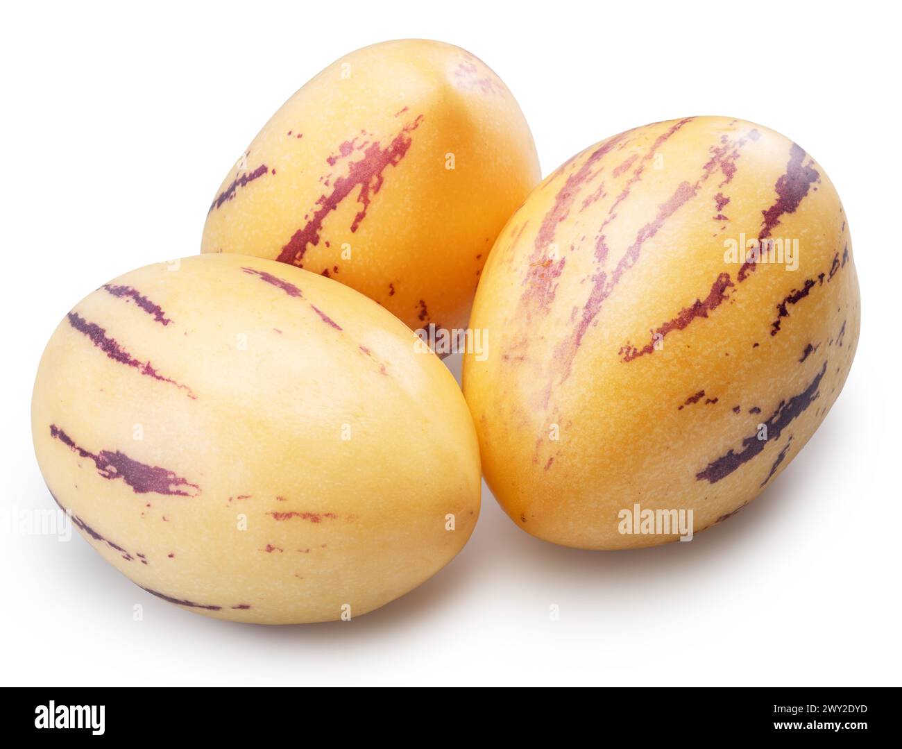 Pepino melons or pepino dulce white background. File contains clipping path. Stock Photo