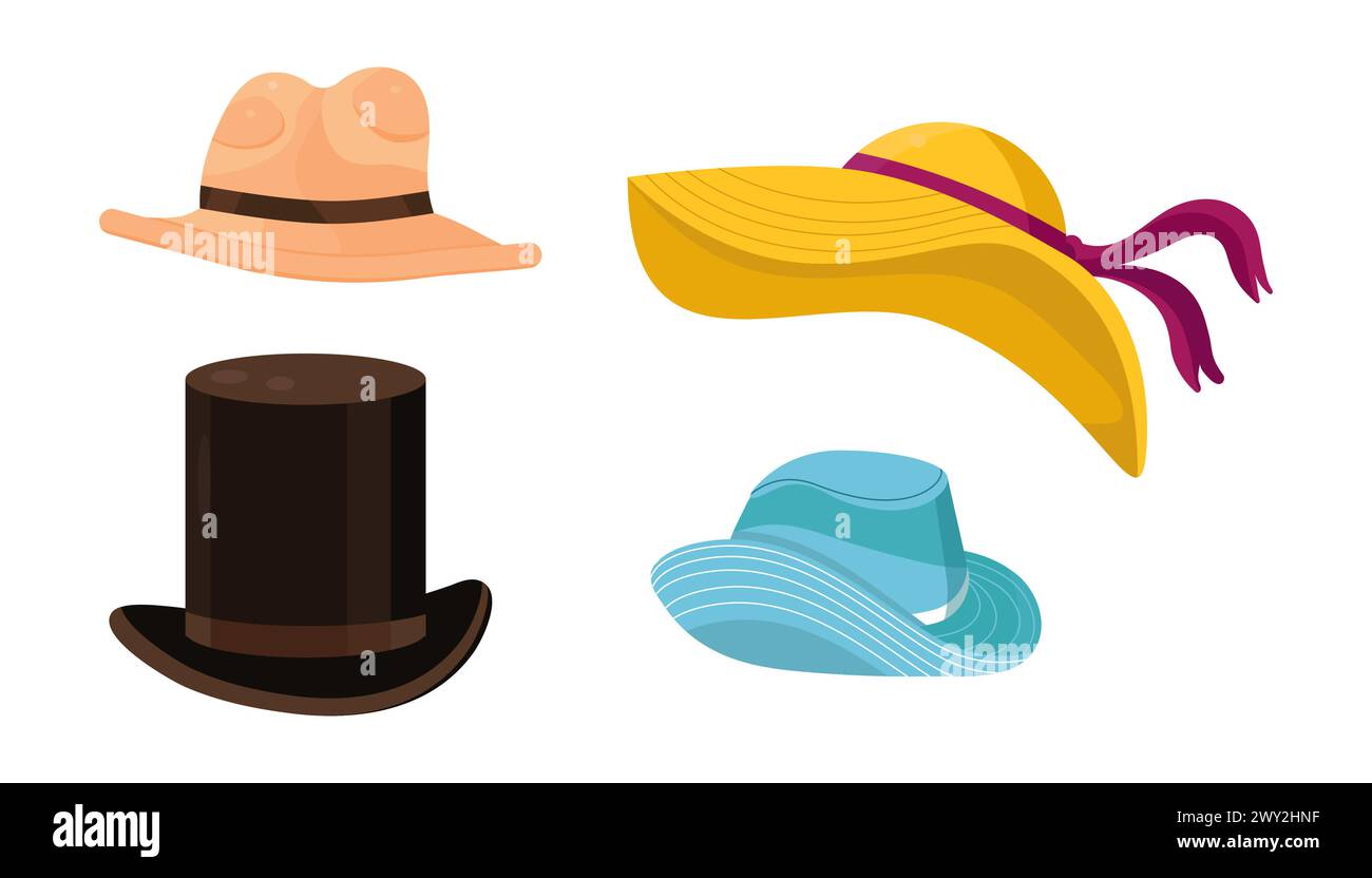 Summer hat collection vector. Classic hat for man Stock Vector