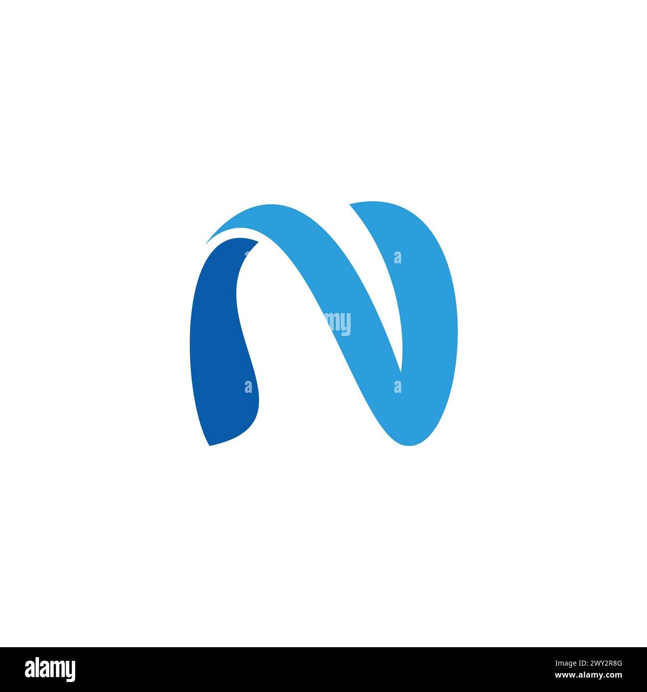 letter n 3d flat blue wave logo vector Stock Vector