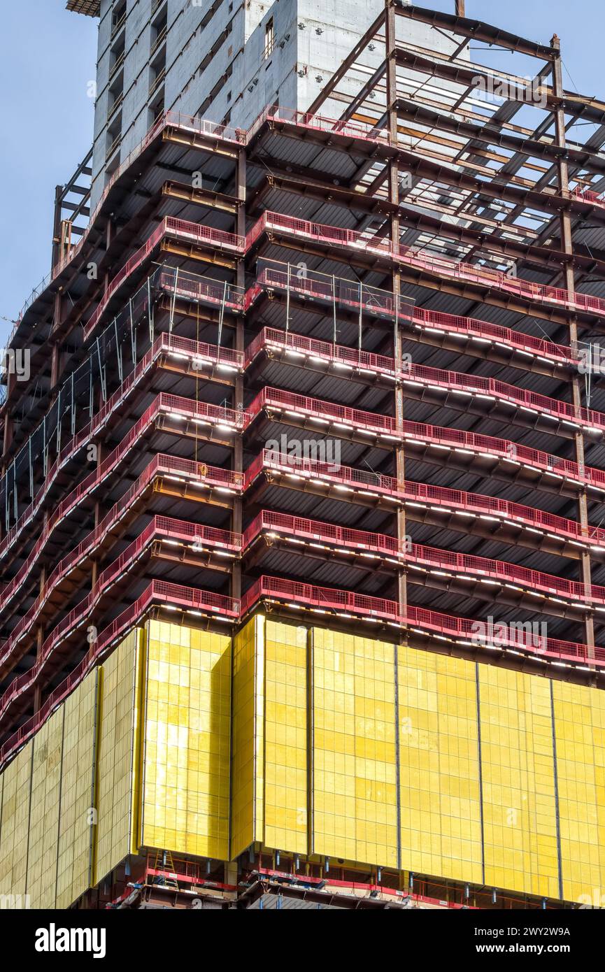 Construction site and frame of a new skyscraper building in downtown ...