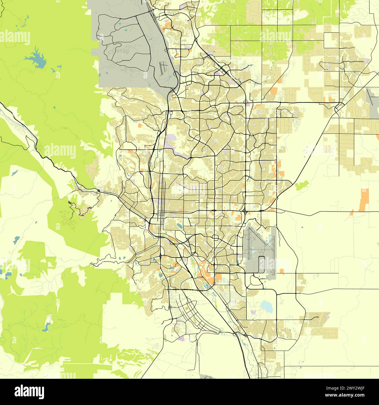 City map of Colorado Springs, Colorado, USA Stock Vector