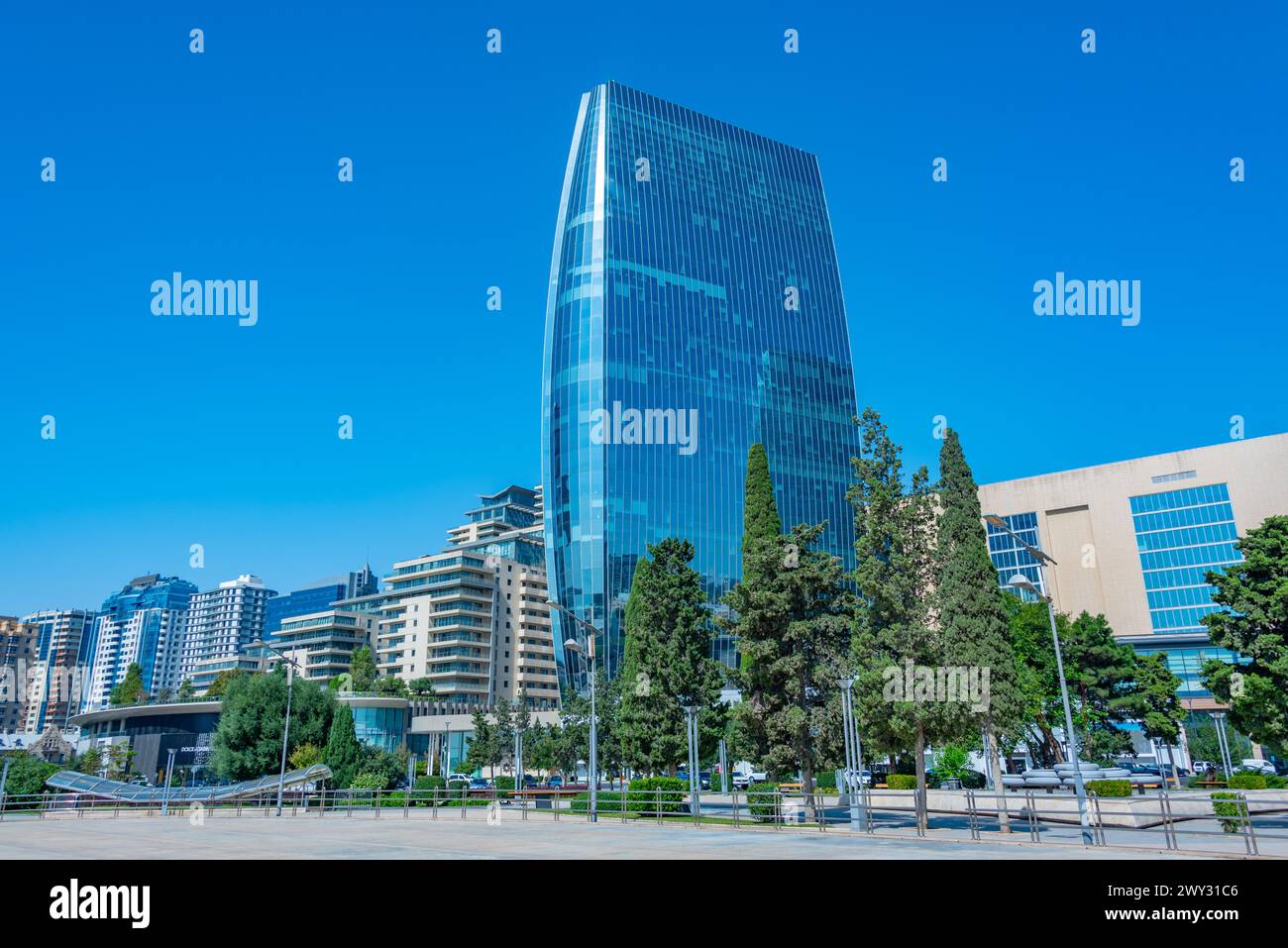 Highrise buildings in the center of Baku, Azerbaijan Stock Photo