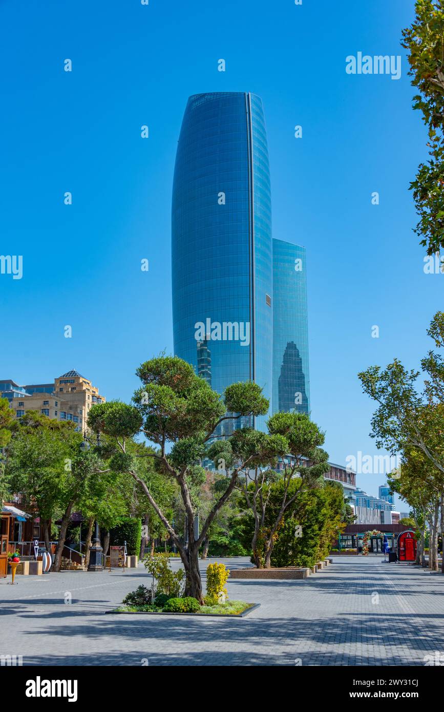 Highrise buildings in the center of Baku, Azerbaijan Stock Photo