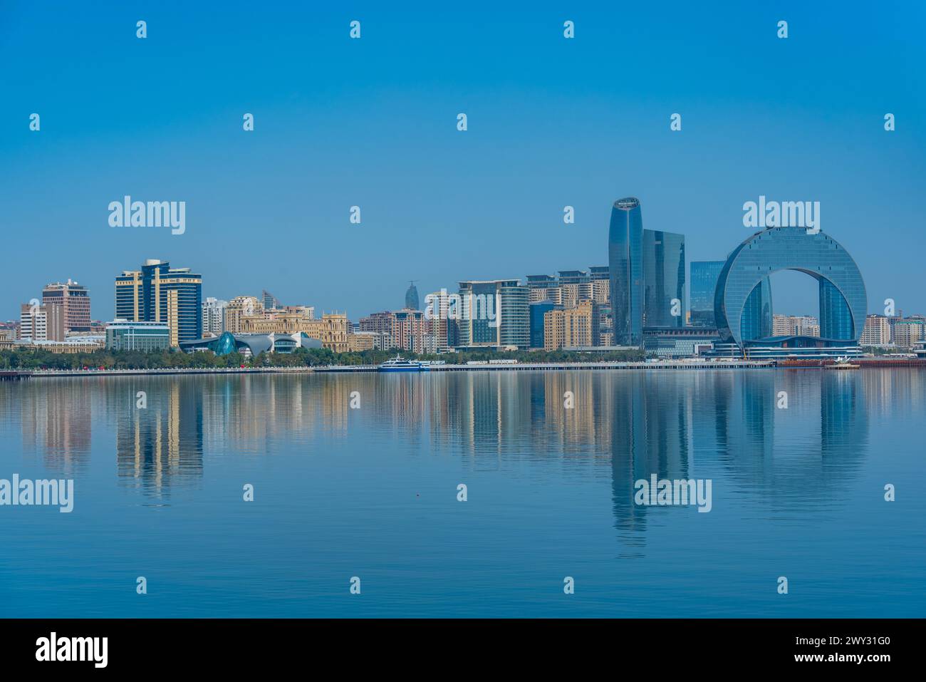 Summer day at the waterfront of Baku, Azerbaijan Stock Photo