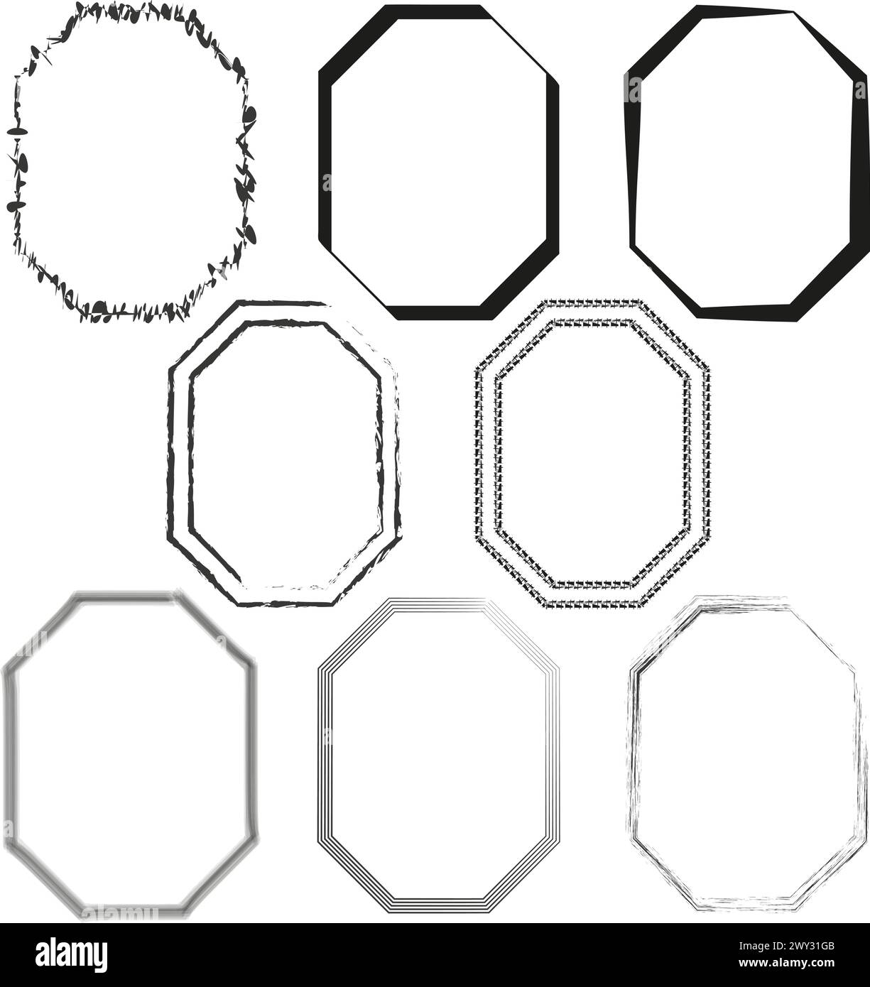 Octagon frames set. Geometric borders variety. Abstract shapes ...