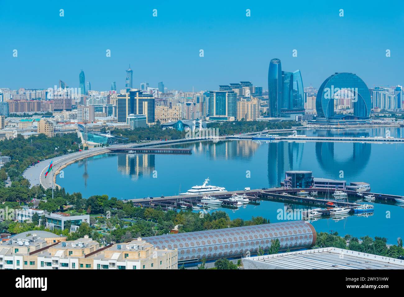 Cityscape of Baku during a sunny day in Azerbaijan Stock Photo
