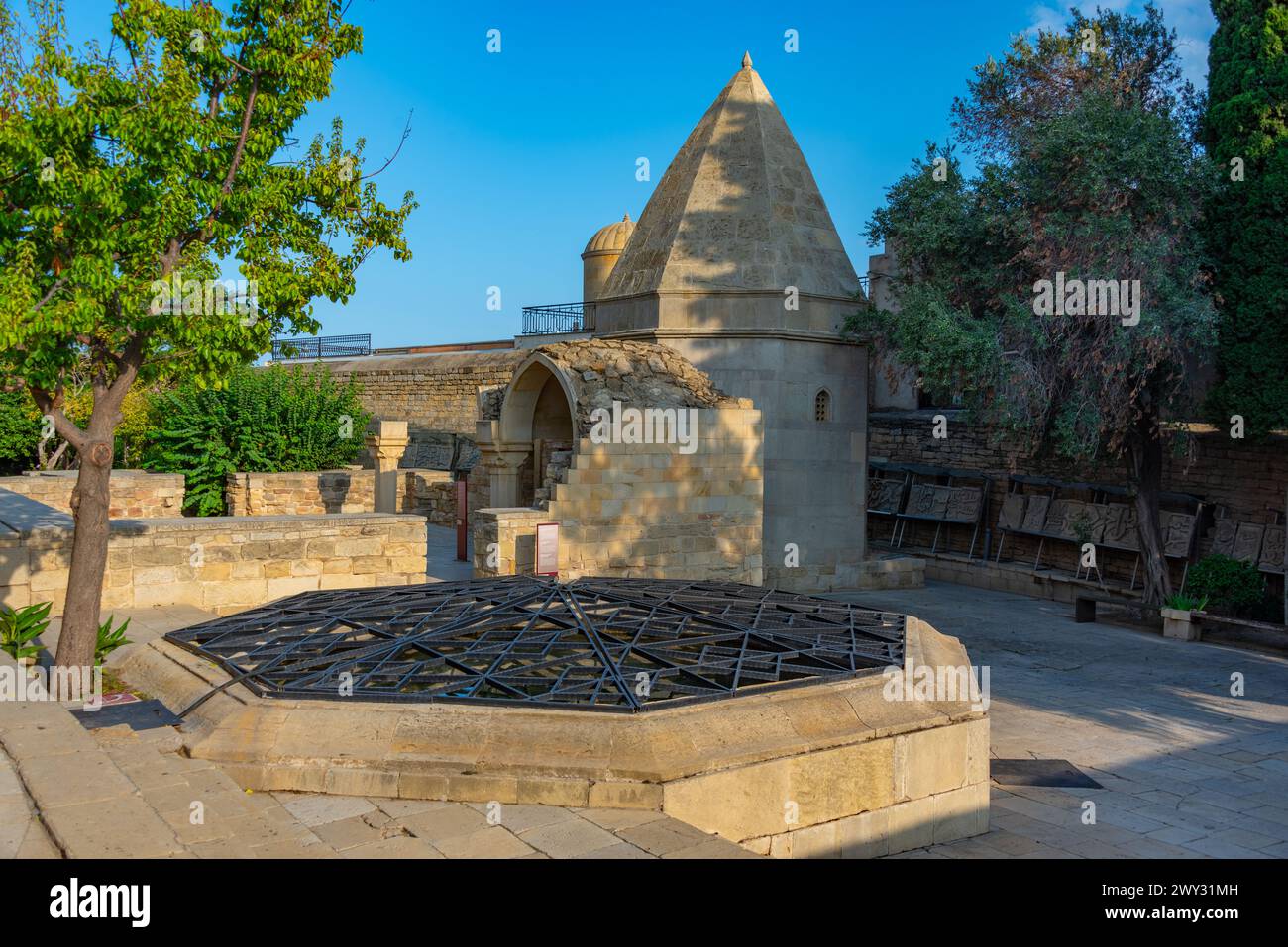 Courtyard of the Palace of the Shirvanshahs in Baku, Azerbaijan Stock Photo