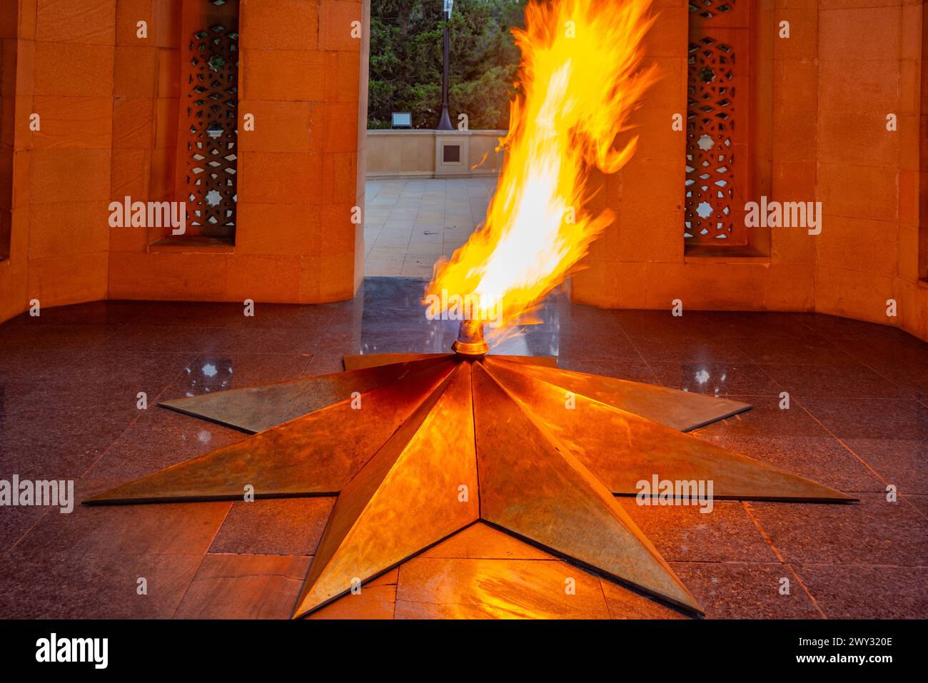 Shahidlar Monument in the capital of Azerbaijan Baku Stock Photo