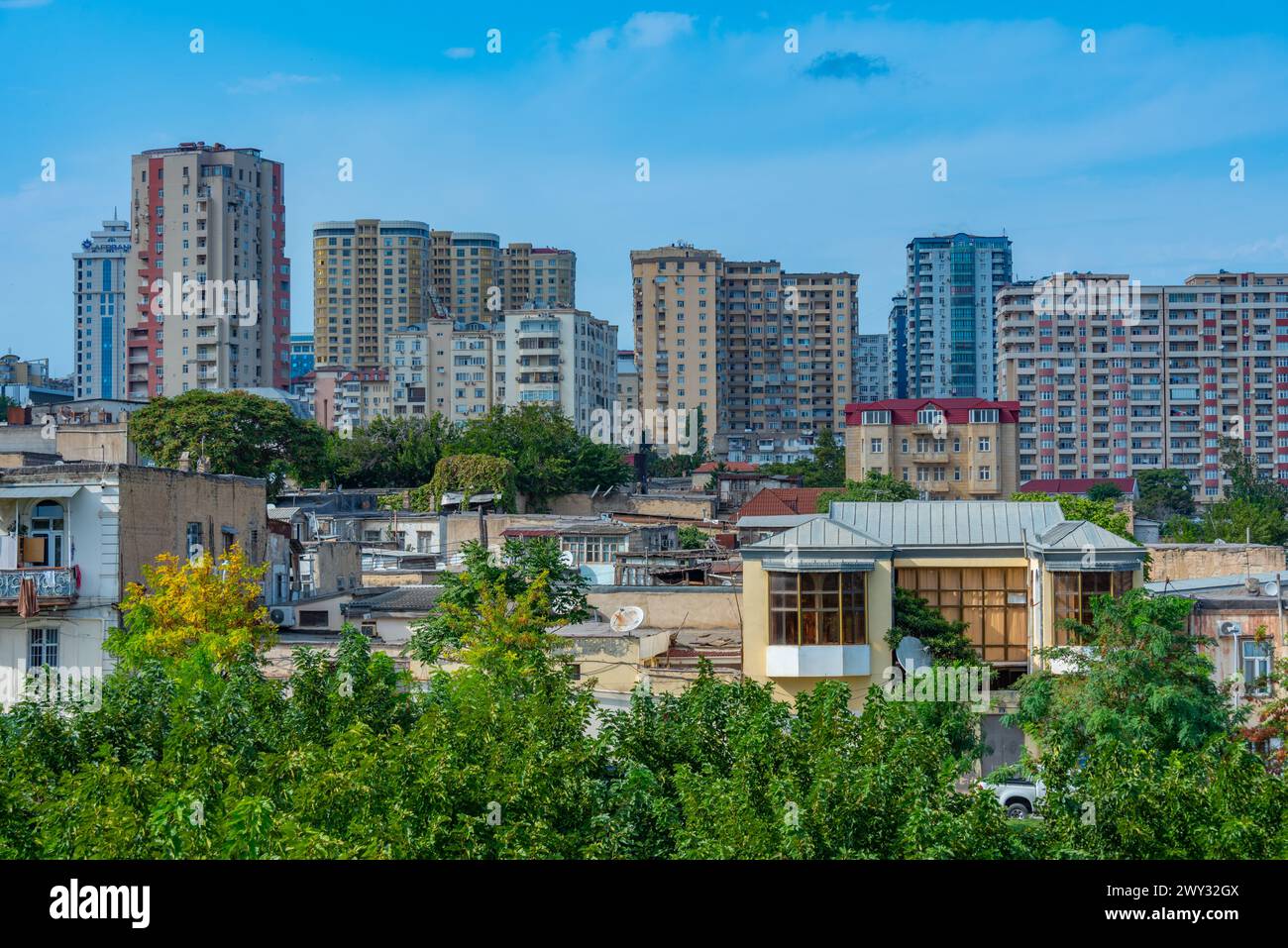 Sunset view of downtown Baku in Azerbaijan Stock Photo