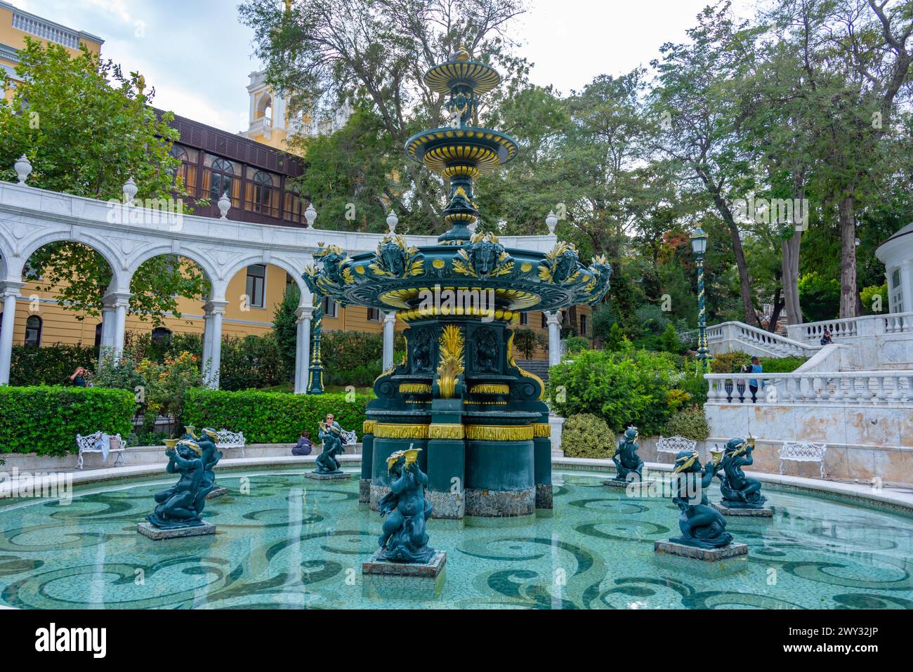 Philharmonic Fountain at the old town of Baku, Azerbaijan Stock Photo