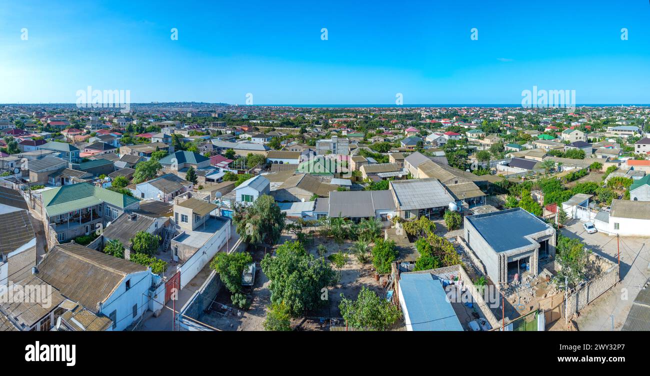 Residential neighborhood at Mardakan, Absheron peninsula in Azerbaijan Stock Photo
