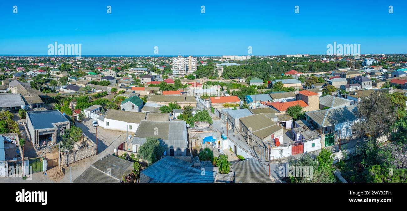 Residential neighborhood at Mardakan, Absheron peninsula in Azerbaijan Stock Photo