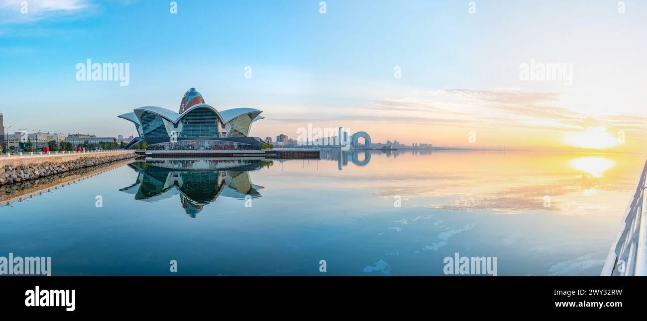 Sunset at Deniz mall in Baku, Azerbaijan Stock Photo