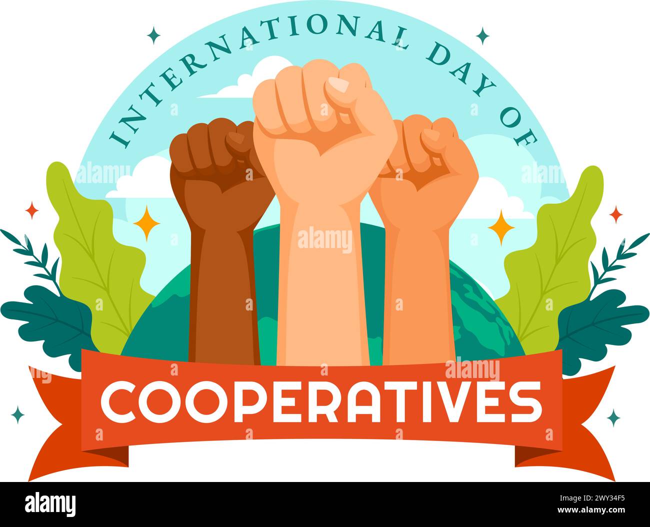 International Day of Cooperatives Vector Illustration on 6 July with People to the Complementary Goals of the United Nations in Flat Background Stock Vector