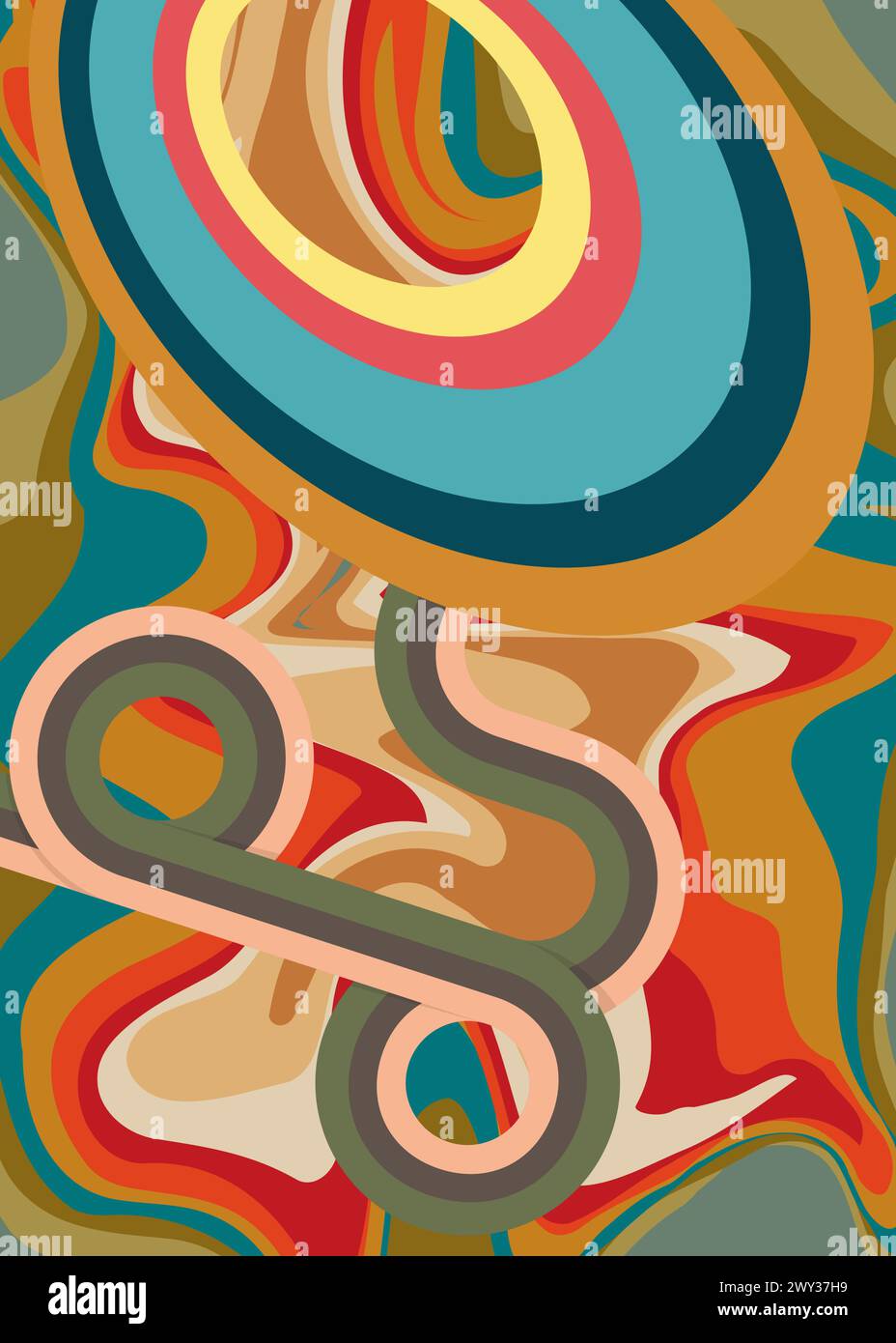 Retro 70s Background. Groovy abstract 1970s art template. Vintage ...
