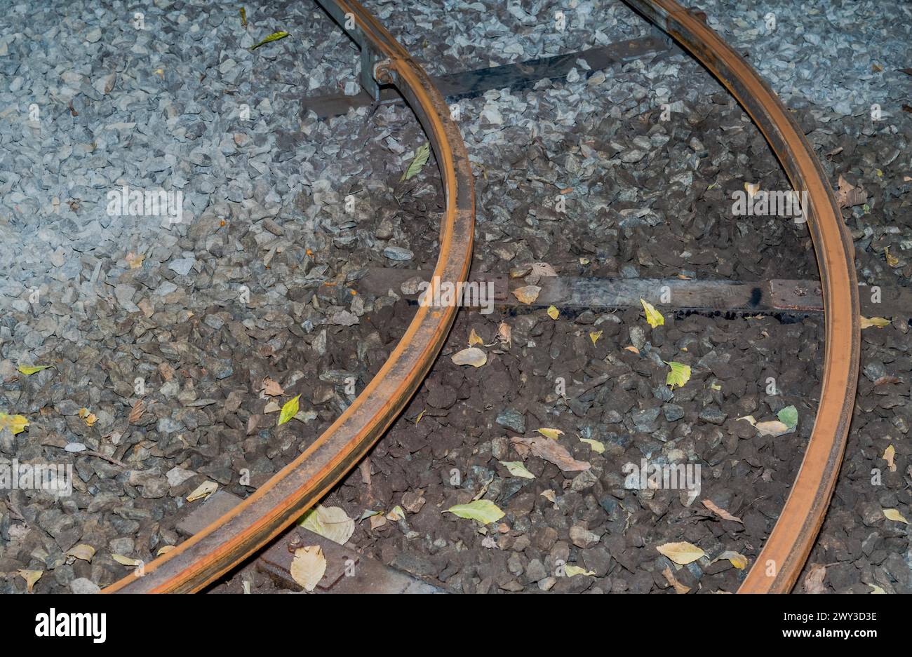 Curved section of track used for children's train ride in South Korea Stock Photo