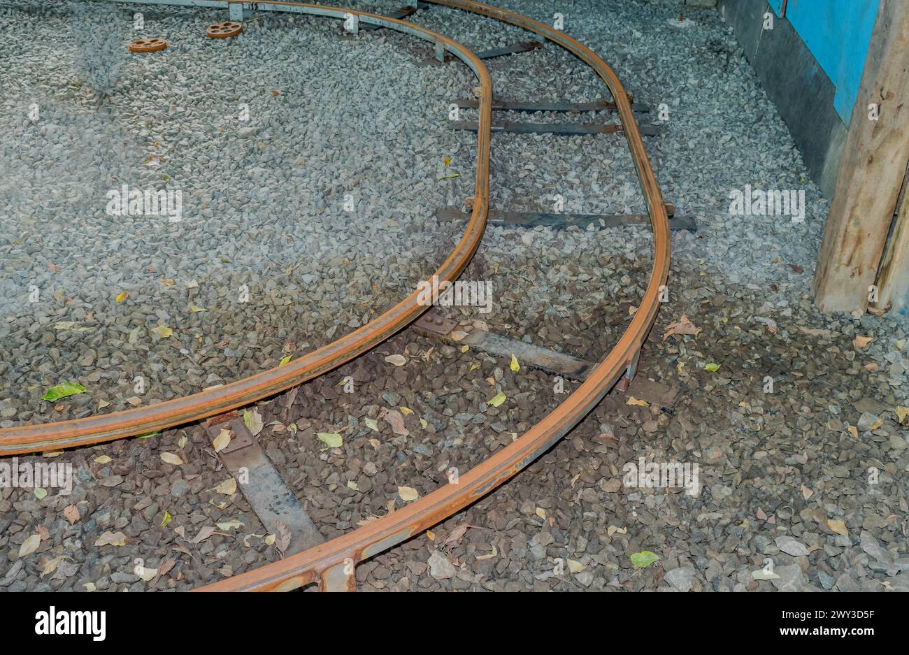 Curved section of track used for children's train ride in South Korea Stock Photo