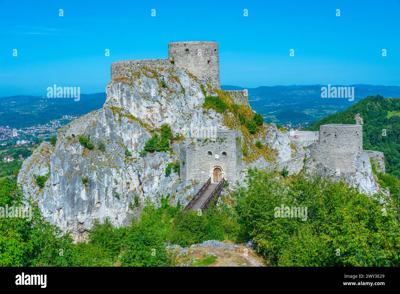 Panorama view of Srebrenik Fortress in Bosnia and Herzegovina Stock Photo