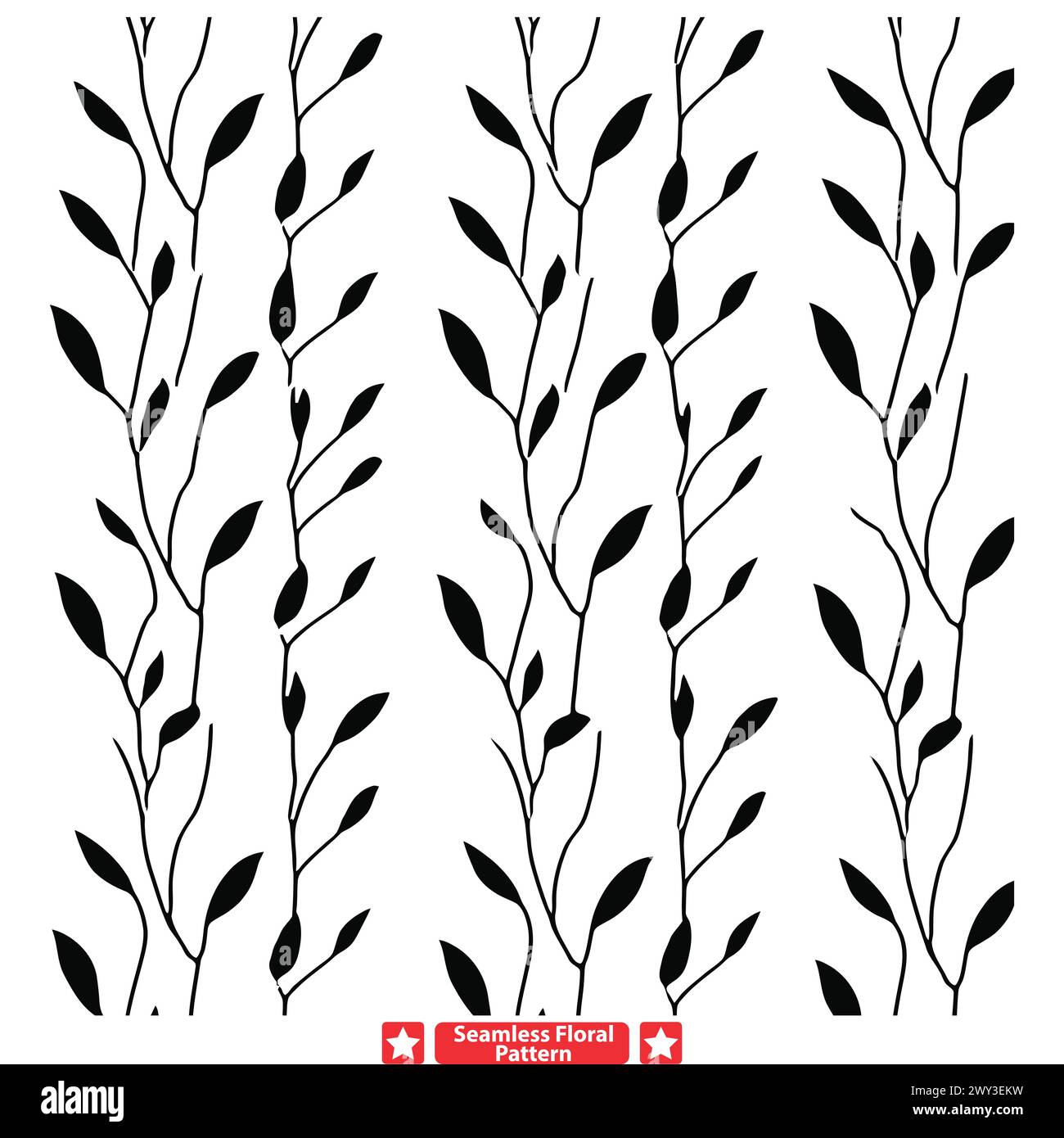 Mystical Flower Silhouette Patterns Intriguing Designs for Creative Exploration Stock Vector