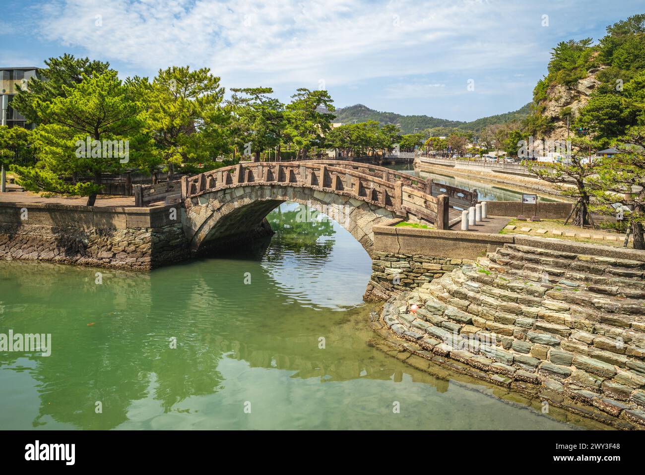 Furobashi Bridge, a stone arch bridge in Wakanoura, Wakayama city, Japan Stock Photo