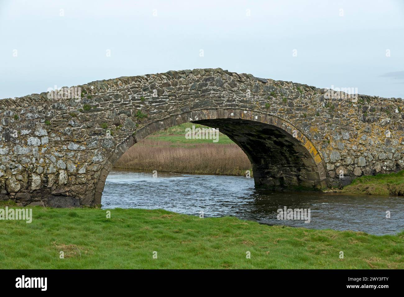 Stone bridge, Aberffraw, Isle of Anglesey, Wales, Great Britain Stock Photo