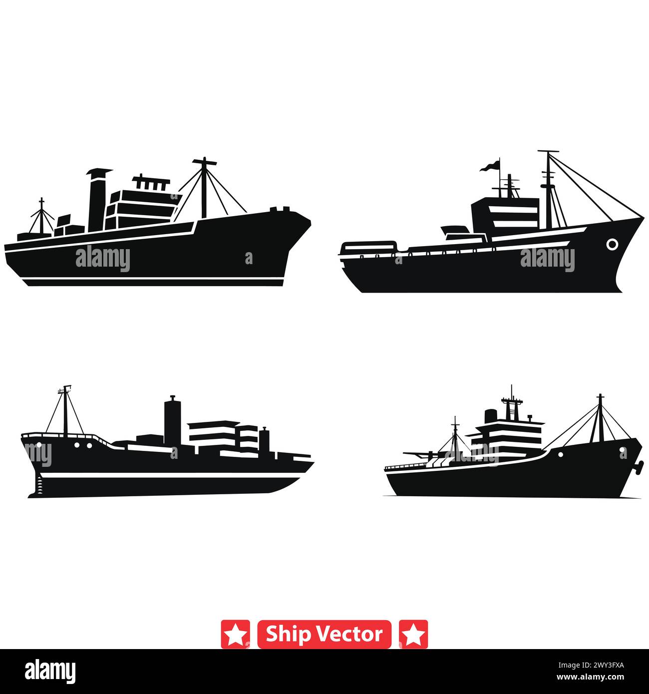 Ancient Mariners  Timeless Ship Silhouettes Echoing the Rich History of Seafaring Traditions Stock Vector