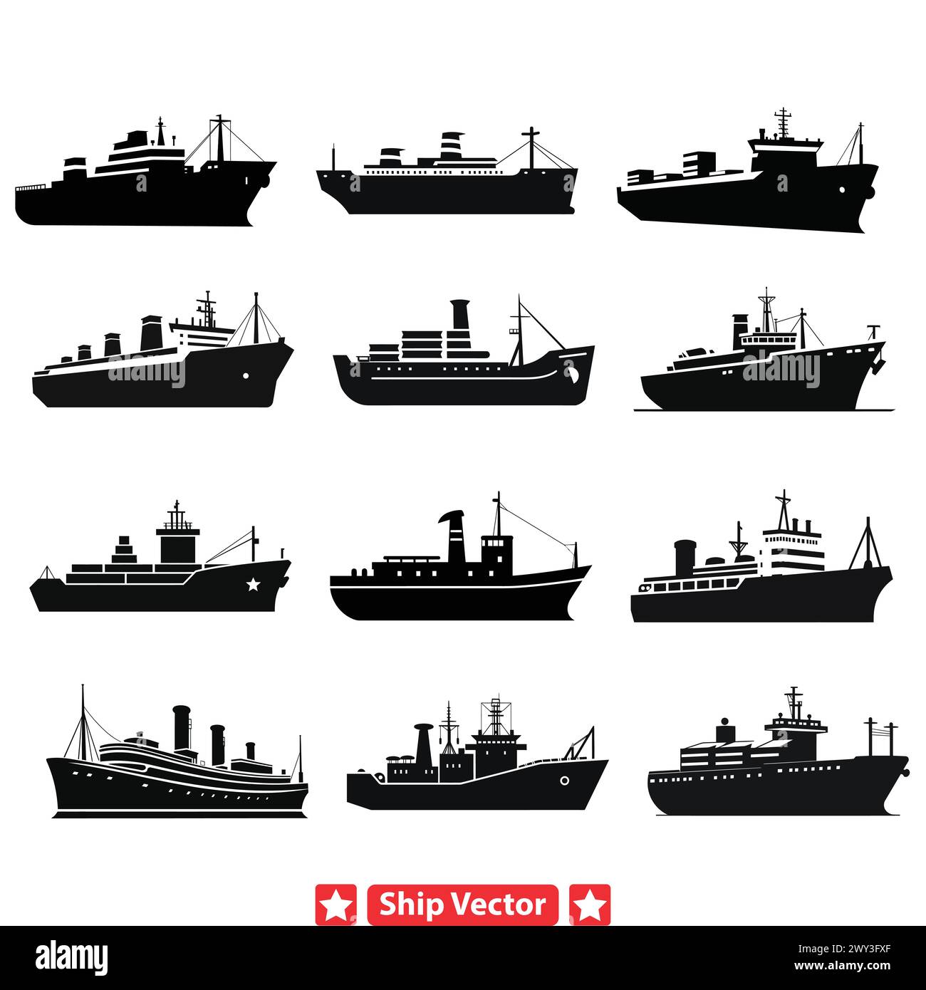 Seafarer s Legacy  Classic Ship Silhouettes Celebrating the Timeless Romance of the Sea Stock Vector
