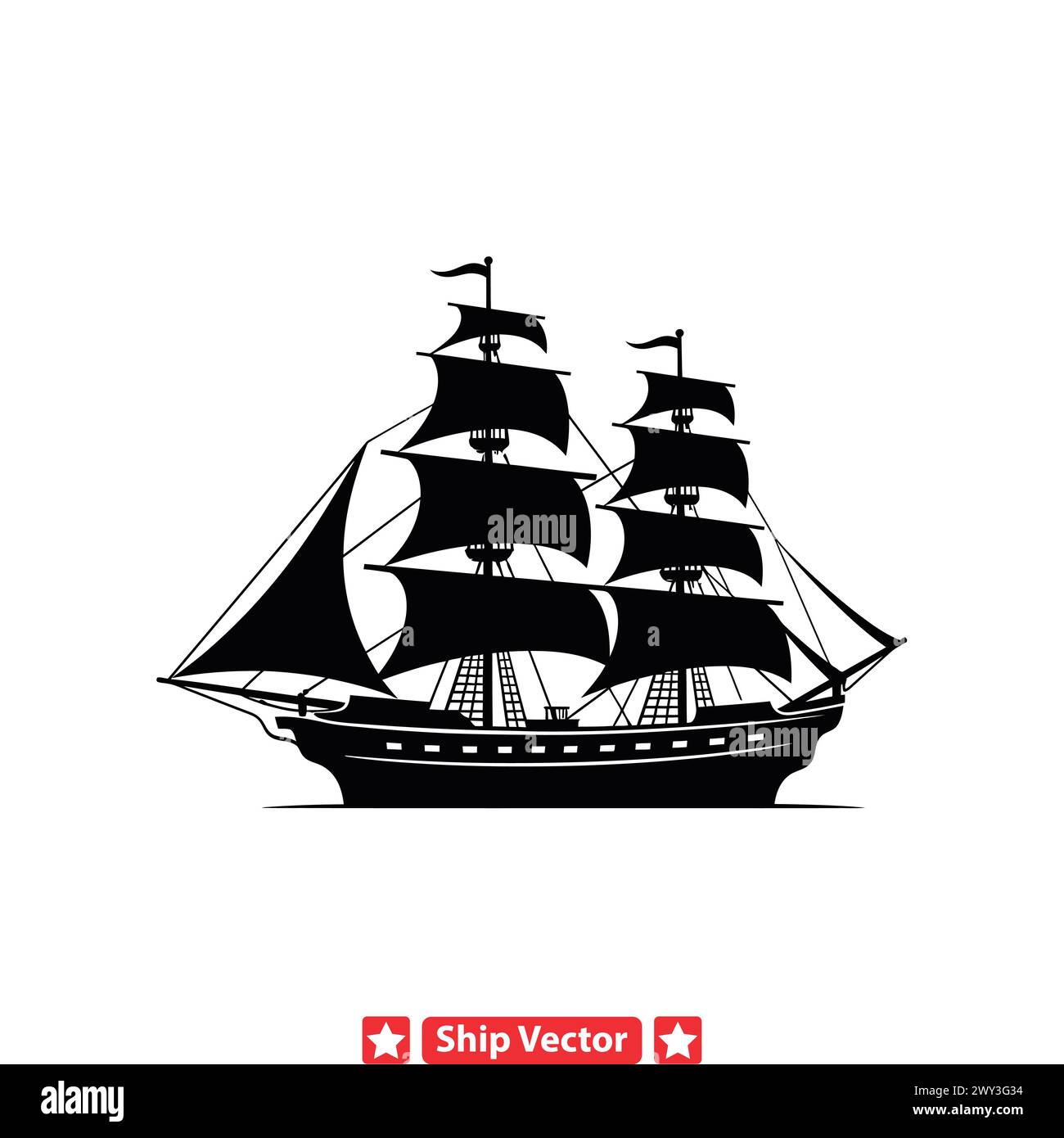 Harbor Tales  Vibrant Ship Silhouettes Depicting the Bustle and Energy of Port Cities Stock Vector