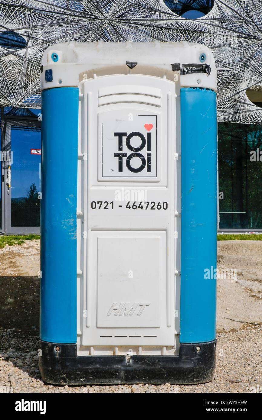 Construction site toilet, sanitary facility, toilet, mobile toilet, TOI TOI, Dixi, DIXI, zero zero, Reutlingen University site, Reutlingen Stock Photo