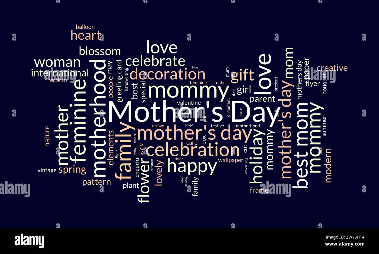 Mother's Day word cloud template. Cultural awareness concept vector ...