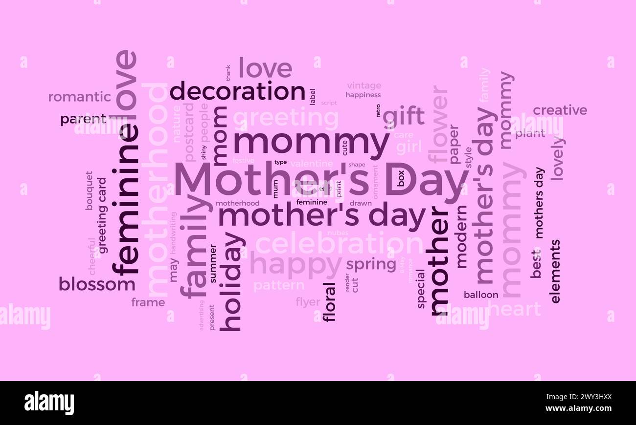 Mother's Day word cloud template. Cultural awareness concept vector background. Stock Vector