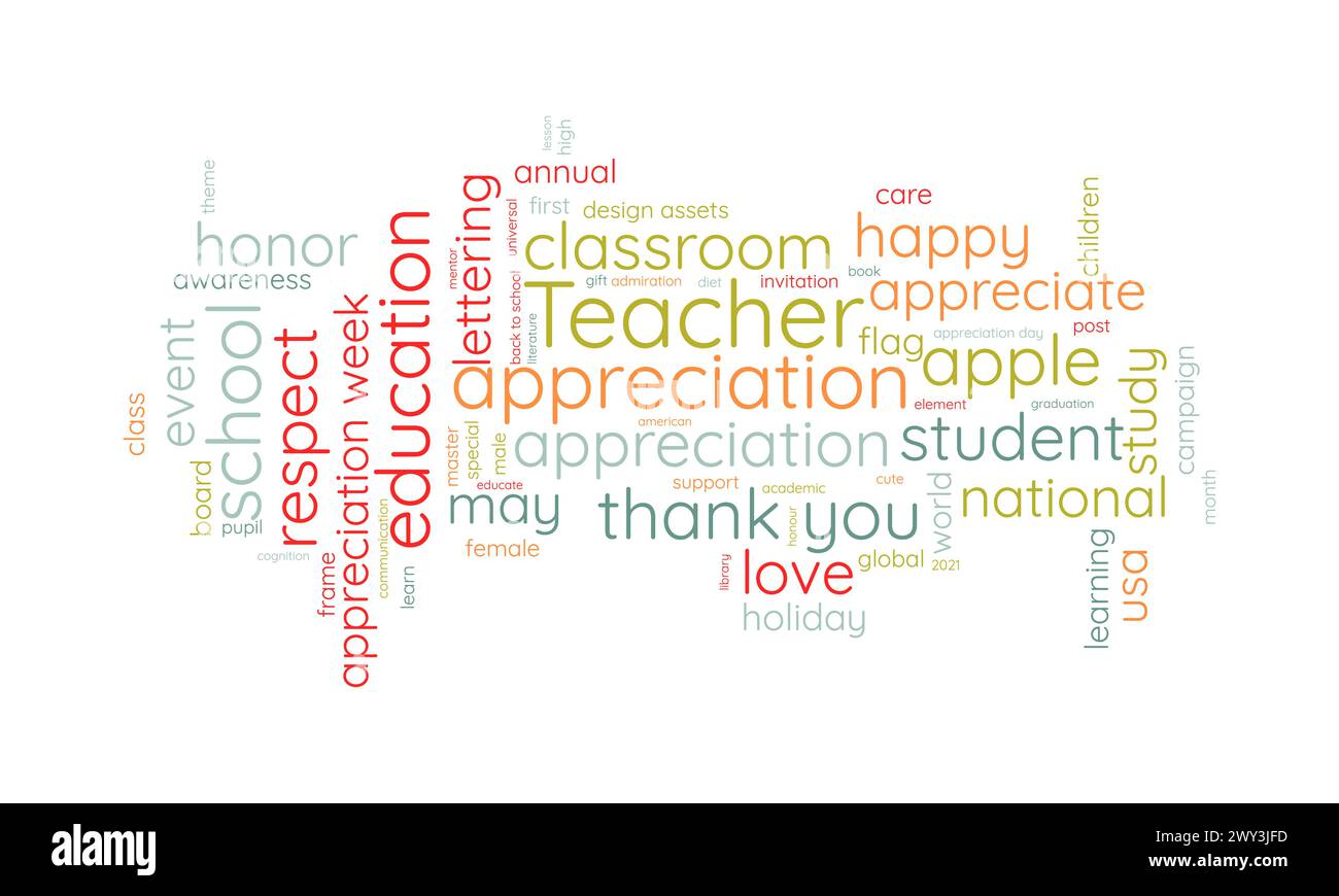 Teacher appreciation word cloud template. Education concept vector ...