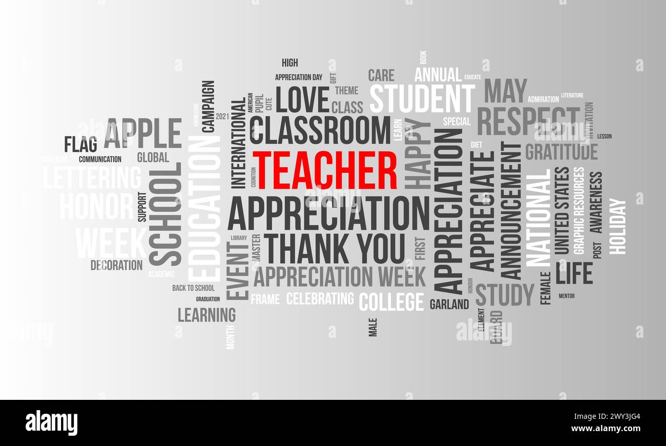 Teacher appreciation word cloud template. Education concept vector ...